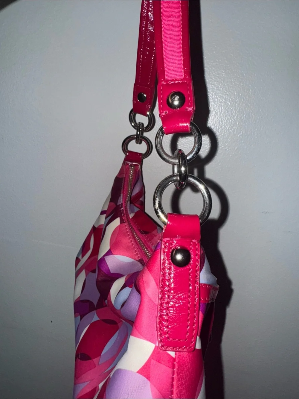 Coach Pink Multi-Pattern Shoulder Bag